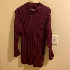 Cignal burgundy ribbed tunic length sweater cotton size 1X